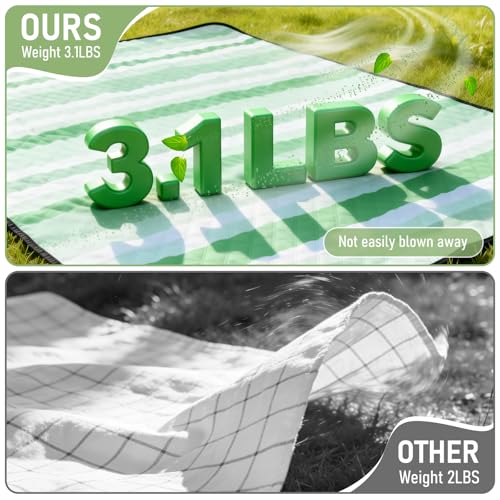 Big Picnic Blankets Beach Blanket Waterproof Sandproof, 80''x80'' Giant 5-Layer Outdoor Camping Blanket Rug Easily Foldable Picnic Mat for Grass, Hiking, Travel, Concerts, Indoor