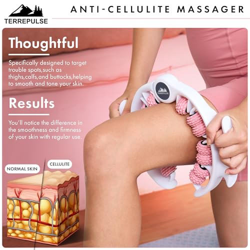 Anti Cellulite Roller & Lymphatic Drainage Massager | Deep Tissue Fascia Blaster & Muscle Roller | Tool for Sore Arms, Legs, Shoulders, Stomach & Buttocks (Pink)