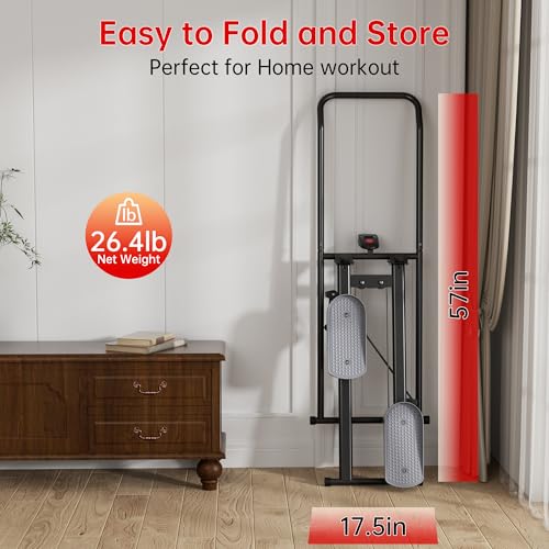 seanleecore Stair Stepper Machine for Home with Device Holder & Silicone Floor Mat, Extra-Long Non-Slip Pedals Vertical Climber Exercise Machine
