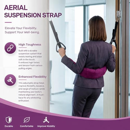 Hanging Ab Straps for Pull Up Bar, Adjustable Waist Stretcher Strap Aerial Yoga Flexibility Trainer for Back Stretching and Leg Mobility Exercises