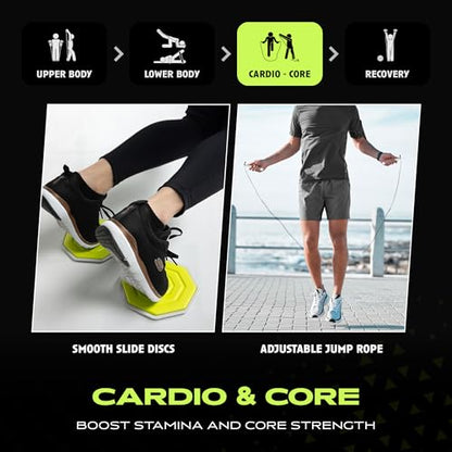Ex Kit Home Gym Equipment with Carry Bag - 10Pcs Resistance Bands Kit with Handles, Door Anchor, Jump Rope, Booty Bands & More – Full Body Workout Bands Set for Strength, Cardio & Flexibility
