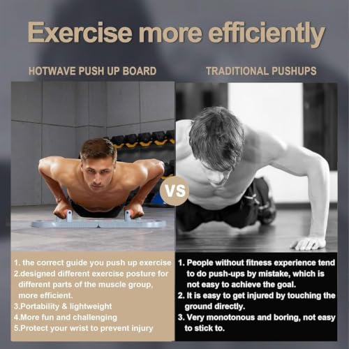 HOTWAVE Push Up Board, Portable PushUp Board, Foldable 20 in 1 Push Up Bar - color: Grey