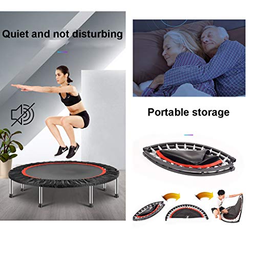 TXTC 40inch Foldable Mini Trampoline,Fitness Trampoline with Trampoline Bag,Stable & Quiet Exercise Rebounder for Kids Adults Indoor,Workout Max 440lbs (Color : D-50inch)