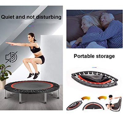 TXTC 40inch Foldable Mini Trampoline,Fitness Trampoline with Trampoline Bag,Stable & Quiet Exercise Rebounder for Kids Adults Indoor,Workout Max 440lbs (Color : D-50inch)