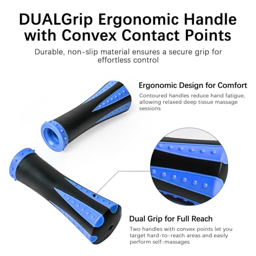 Muscle Roller Massage Roller Stick- Deep Tissue Fascia Blaster for Myofascial Pain Relief, Lymphatic Drainage & Body Sculpting, Handheld Physical Therapy & Recovery Tool (Blue black-18 inch)
