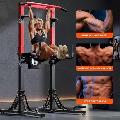 SogesPower Foldable Power Tower Pull Up Bar Station,FreeStanding Dip Bar
