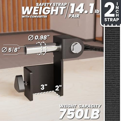 Synergee Safety Straps – Fits 2x2 2x3 3x3 Racks 750 lb - color: d) 2x3 x 35"