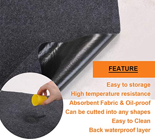 Under Grill Mat,Premium 36"x48"Absorbent Oil Protective mats for Deck &Patio,Grill Mat for Deck,Under Grill Floor Pad to Protect Deck,BBQ Mat for Under BBQ,Waterproof,Reusable - size: 36x48 inch Absorbent grill mat