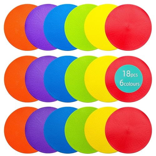LAZR Non Slip Agility Marker Aggregate Dots 4.72 inch 9 inch Floor Dot Marker for Classroom Dance Sports Football Basketball Speed Agility Training - style: 9inch 18pcs