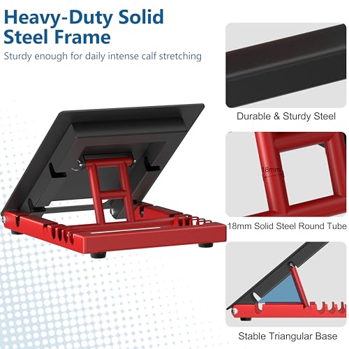 Slant Board for Calf Stretching, Heavy Duty Steel Calf Stretcher, 5-Level Adjustable Incline Board, 650 lbs Weight Capacity for Ankle Foot Knee Pain Relief, Physical Therapy & Plantar Fasciitis