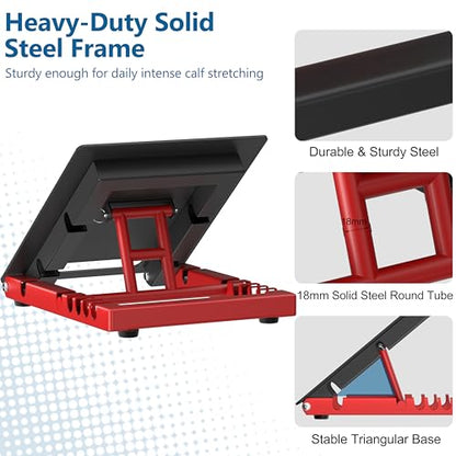 Slant Board for Calf Stretching, Heavy Duty Steel Calf Stretcher, 5-Level Adjustable Incline Board, 650 lbs Weight Capacity for Ankle Foot Knee Pain Relief, Physical Therapy & Plantar Fasciitis