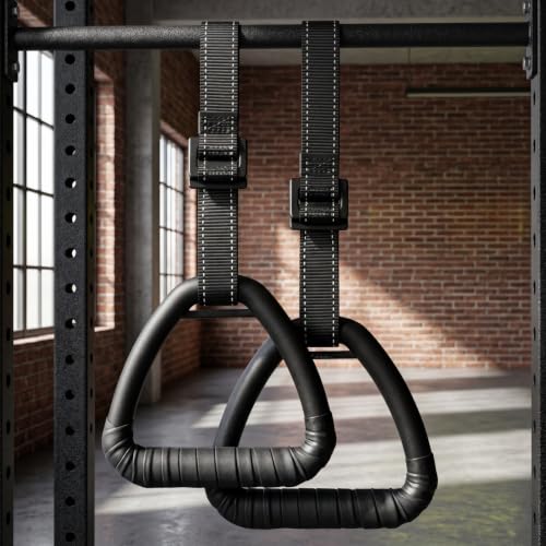 Gymnastic Rings, Gymnastic Rings Equipment, Pull-up Gymnastic Rings, Home Gymnastic Rings no-Punch bar Lanyard for Training Workouts - color: Black