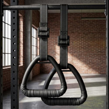 Gymnastic Rings, Gymnastic Rings Equipment, Pull-up Gymnastic Rings, Home Gymnastic Rings no-Punch bar Lanyard for Training Workouts - color: Black