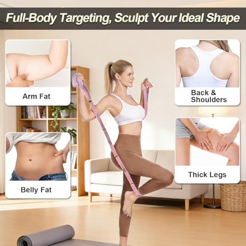 Resistance Bands Set with Numbers, 8/10/12 Loop Stretch Strap 3-Pack, Adjustable Exercise Bands for Yoga, Full Body Workout, Shaping, Stretching and Home Gym Exercise - color: Pink