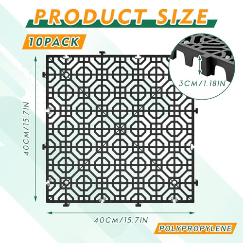 10 Pcs Ground Protection Mats, Interlocking Black 15.7 x 15.7 in - color: Black, size: 15.7 x 15.7 in