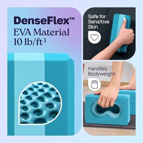 Deep-Zen® Yoga Blocks Wrist Support; Yoga Blocks 2 Pack with Knee Pads and Strap to Put Less Weight on Wrists; Durable, Versatile Yoga Brick Exercise Block Set, Blocks Yoga - color: Blue