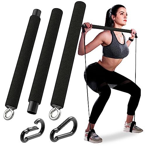 Adjustable Padded Steel Resistance Band Bar for Exercise, 26-38-Inches