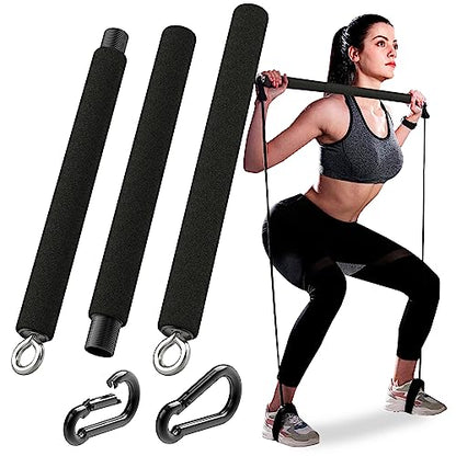 Adjustable Padded Steel Resistance Band Bar for Exercise, 26-38-Inches