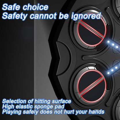 Music Boxing Machine with Smart Scoring, Wall-Mounted Target, Rhythm Lights, 3-Speed Adjustment, and Boxing Gloves – Fitness and Fun Toy for Adults, Boys, and Girls（Black） - size: 6pairs