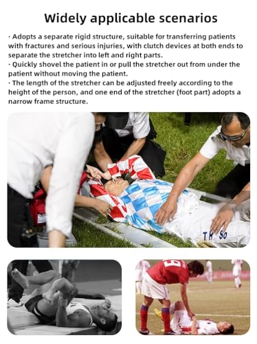 Shovel-Type Stretcher Aluminum Alloy, Extendable and Separable, Foldable, Easy to Store, Lightweight, Strong Load-Bearing (Silver(4Piece))