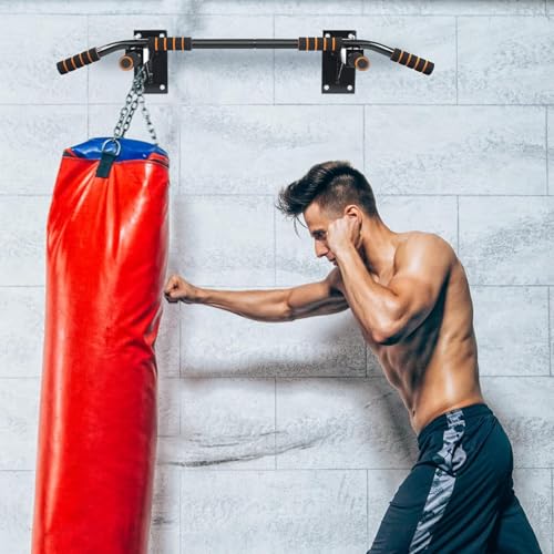 Wall Mounted Pull Up Bar Adjustable Height Heavy Duty Mounted Pull Up Bar Strength Training Equipment for for Indoor Home Gym Workout, Equipment Fitness Stand Supports to 440 Lbs