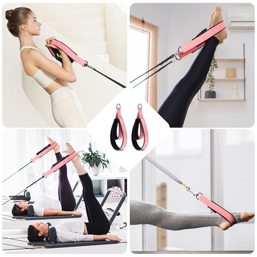 2PCS Comfortable Enhanced Thickness Pilates Double Loop Strap - D-Ring Strap for Home Gym & Yoga Workout Accessories