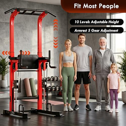 SogesPower Power Tower Dip Station Pull Up Bar for Home Gym Multi-Function Adjustable Height Strength Training Workout Equipment