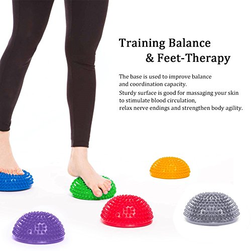 2Pcs/Lot Hedgehog Balance Pods, Ball Massage Foot Sports Balance Hedgehog Half Ball Pimples Pilates Ball for Yoga Fitness Gymnastics Exercise (Color : Blue) Half Foam Roller