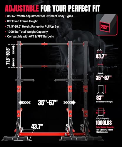 YOLEO Smith Machine & Squat Rack Combo, Multi-Functional Power Racks with Adjustable Width & Pull-Up Bar, Cable Crossover Power Cage, Independent Dual-Pulley System for Home Gym Garage Basement