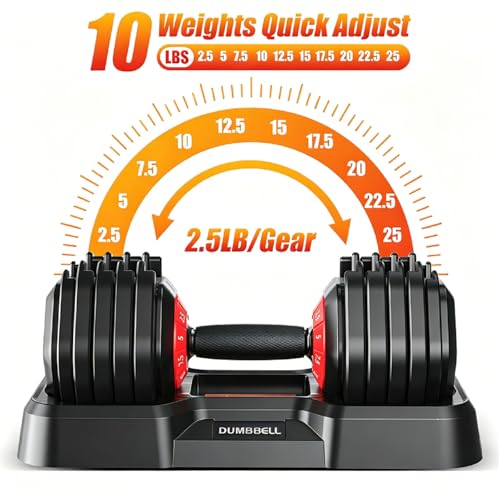 Adjustable Dumbbell Set, All in One Weights Dumbbell with Non-Slip Handle, 1 Hand Quick Adjust weight set for Home Gym - color: 25lb Pair