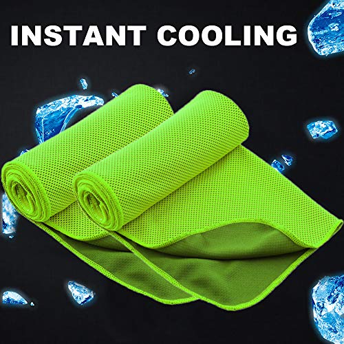 10 Pack Cooling Towels Bulk Microfiber Ice Towel Quick Dry Breathable Chilly Sweat Towel Stay Cool Towel for Neck Face Yoga Gym Workout Running Pilates Beach with Carabin Bag, 40x12'', Green - color: Green