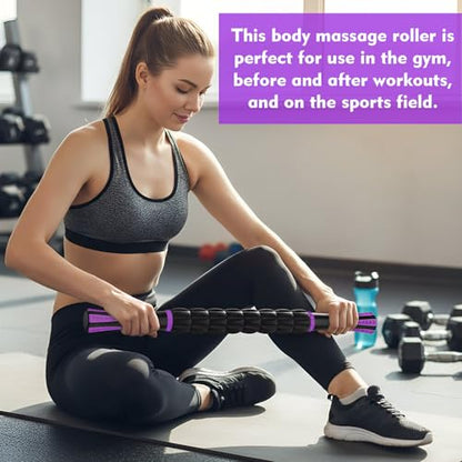Soulchen 10 PCS Muscle Roller Stick Set - Body Massage Stick Reduce Muscle Soreness Tightness Leg Cramps for Athletes Physical Therapy and Recovery, Purple