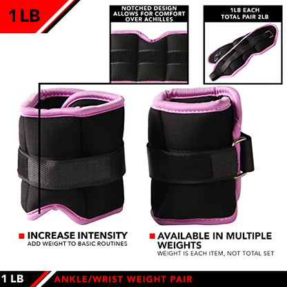 JFIT Ankle Weights - Ankle Weight Pair 10 Weight and Bundle Options - 0.5 to 8 lbs. Each (Set of 2) Adjustable Straps – Comfortable, Breathable, Moisture Absorbent Weight Straps for Men and Women