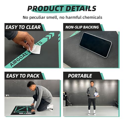 Soccer Training Mat with Training Videos, Soccer Dribble Trainer for All Ages - Soccer Footstep Training Equipment with Non-Slip Socks - Ideal Gift Set for All Age Kids