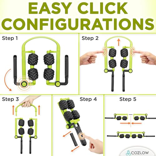 3 in 1 Lymphatic Drainage Massage Tool - Back Massager - Cellulite Roller - Arm + Leg Muscle Trigger Point Myofascial Release - color: Green/Black