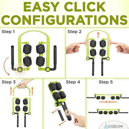 3 in 1 Lymphatic Drainage Massage Tool - Back Massager - Cellulite Roller - Arm + Leg Muscle Trigger Point Myofascial Release - color: Green/Black