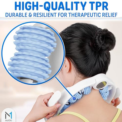Cellulite Massage Roller - Handheld Fascia Massager for Legs, Thighs, Buttocks & Belly - Blue - Deep Tissue Massage Tool with Detachable Handles for Lymphatic Drainage & Muscle Recovery - by Mata1