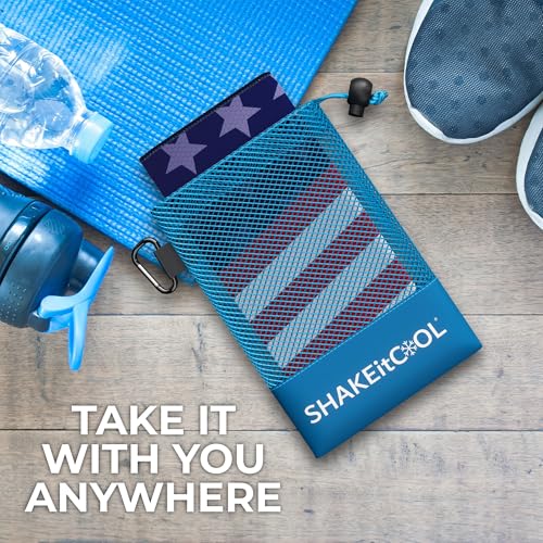 Extended Size Cooling Towel – Be Cool in Style - Heat Relief, Soft, Lightweight, Sun Protection, Easy Clean - Perfect for Biking, Hiking, Running, Yoga, Golf, Gardening - Wavy Flag M - color: Wavy Flag