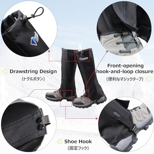 Hiking Gaiters for Outdoor Hunting Walking Backpacking Women Men Ankle Leg Guard Boot Legging Cover Snow Waterproof - color: #01 Black