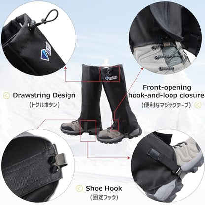 Hiking Gaiters for Outdoor Hunting Walking Backpacking Women Men Ankle Leg Guard Boot Legging Cover Snow Waterproof - color: #01 Black