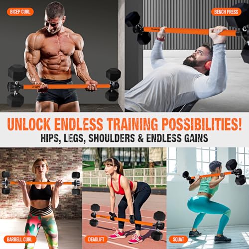 Dumbbell Converter, Convert Dumbbells to Barbell Set, Weight Bar for Bench Presses, Squats, Hip Thrust, Deadlifts, Home Weightlifting and Strength Training, Versatile Home Gym Equipment