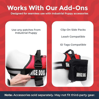 Service Dog Vest Harness - Durable & Adjustable Vest for Dog with Reflective Straps, Removable Patches, 50 ADA Cards, Handle & D-Ring, Travel and Daily Use,Bright Red, Small 19.5"-25"