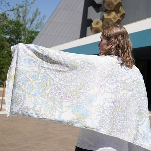 Large Cooling Shawl - Instant Heat Relief for Outdoor Events - color: Muted Paisley