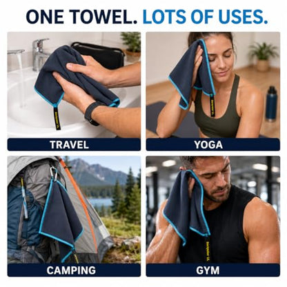 Elite Trail Magic Backpacking Ultralight Quick Dry Microfiber Soft Fast Drying Hand and Face Towel Wash Cloth Camping Yoga Hiking Active Lifestyle Small
