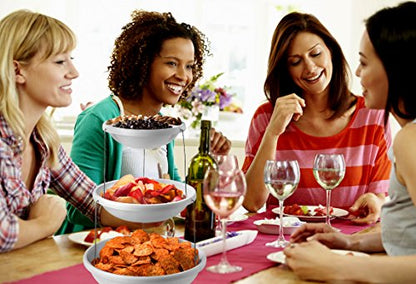 Masirs 3-Tier Collapsible Bowl: Decorative Design Folds for Minimal Storage. Ideal for Serving Snacks, Salad, and Fruit. Top Bowl Divided into Three Sections. - size: 11.1", style: Party Bowl