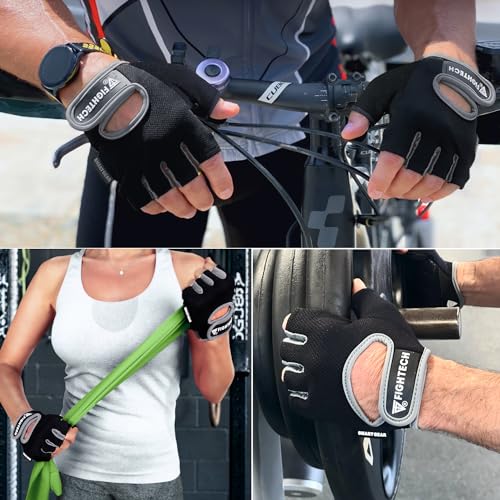 Workout Gloves for Men and Women, Fingerless Weight Lifting Gloves with Cushioned Palms, Gym Gloves for Exercise Fitness Training Climbing Cycling, Breathable and Lightweight - size: Large