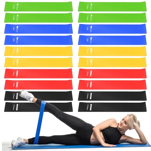 20 PCS Resistance Bands for Working Out, 5 Levels Resistance Loop Exercise Bands for Women Men Elastic Stretch Band for Strength Training Stretching Pilates Yoga-5-10lbs