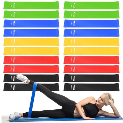 20 PCS Resistance Bands for Working Out, 5 Levels Resistance Loop Exercise Bands for Women Men Elastic Stretch Band for Strength Training Stretching Pilates Yoga-5-10lbs