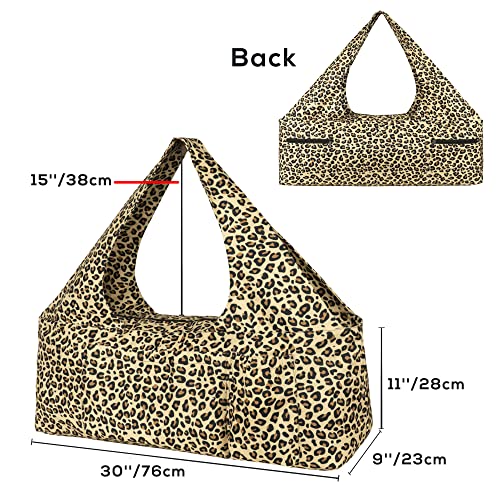 Yoga Mat Bag - Large Yoga Bag with Yoga Mat Strap, Zipper and Pockets - Yoga Bags and Carriers Fits All Your Stuff - Personalized Yoga Mat Bags for Women Fits Most Size Mats - color: Leopard Print