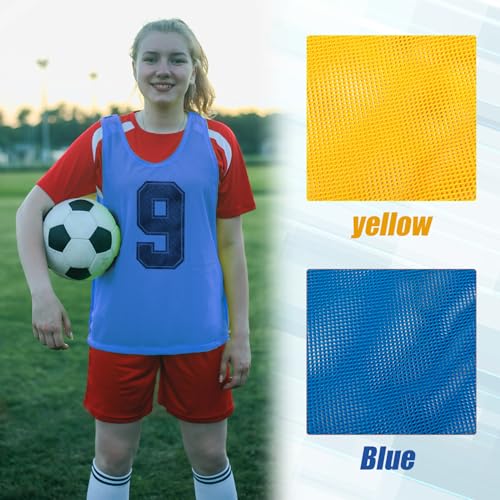 24 Pack Nylon Mesh Scrimmage Team Practice Vests Pinnies Jerseys Train Vest for Adult Sport Basketball Soccer Football